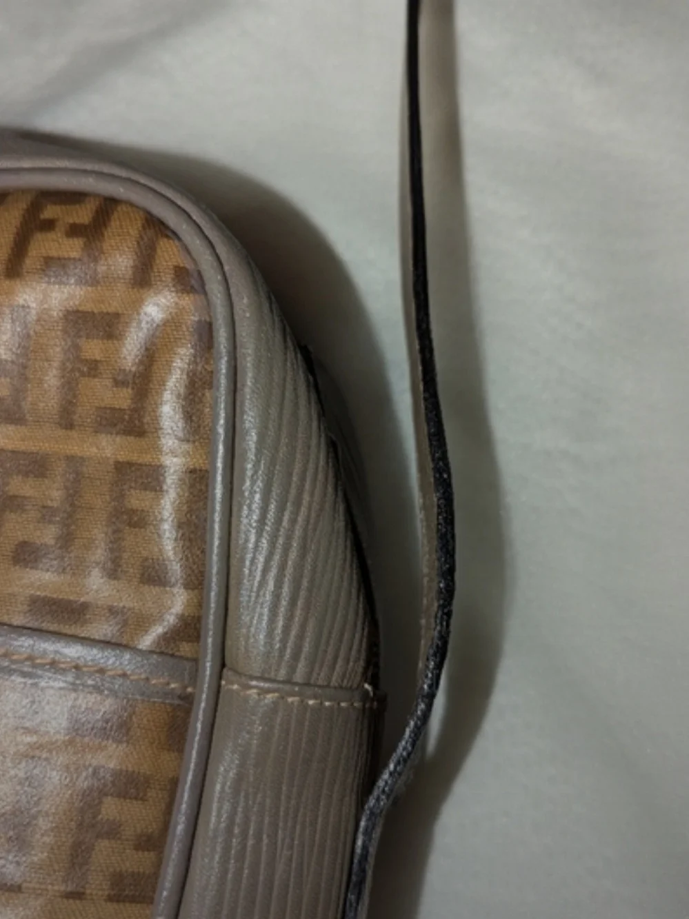 Fendi Brown Taupe FF Logo Crossbody Bag